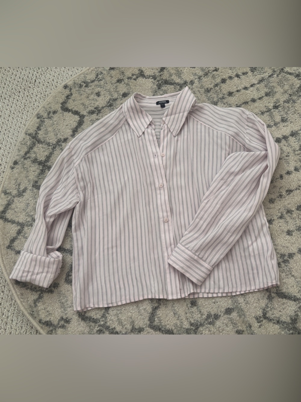 Express Pink and White Striped Button-Down Shirt
